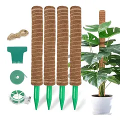 RIOVEO - Tutor De Musgo De Coco Soporte Para Plantas 4 Piezas 30cm