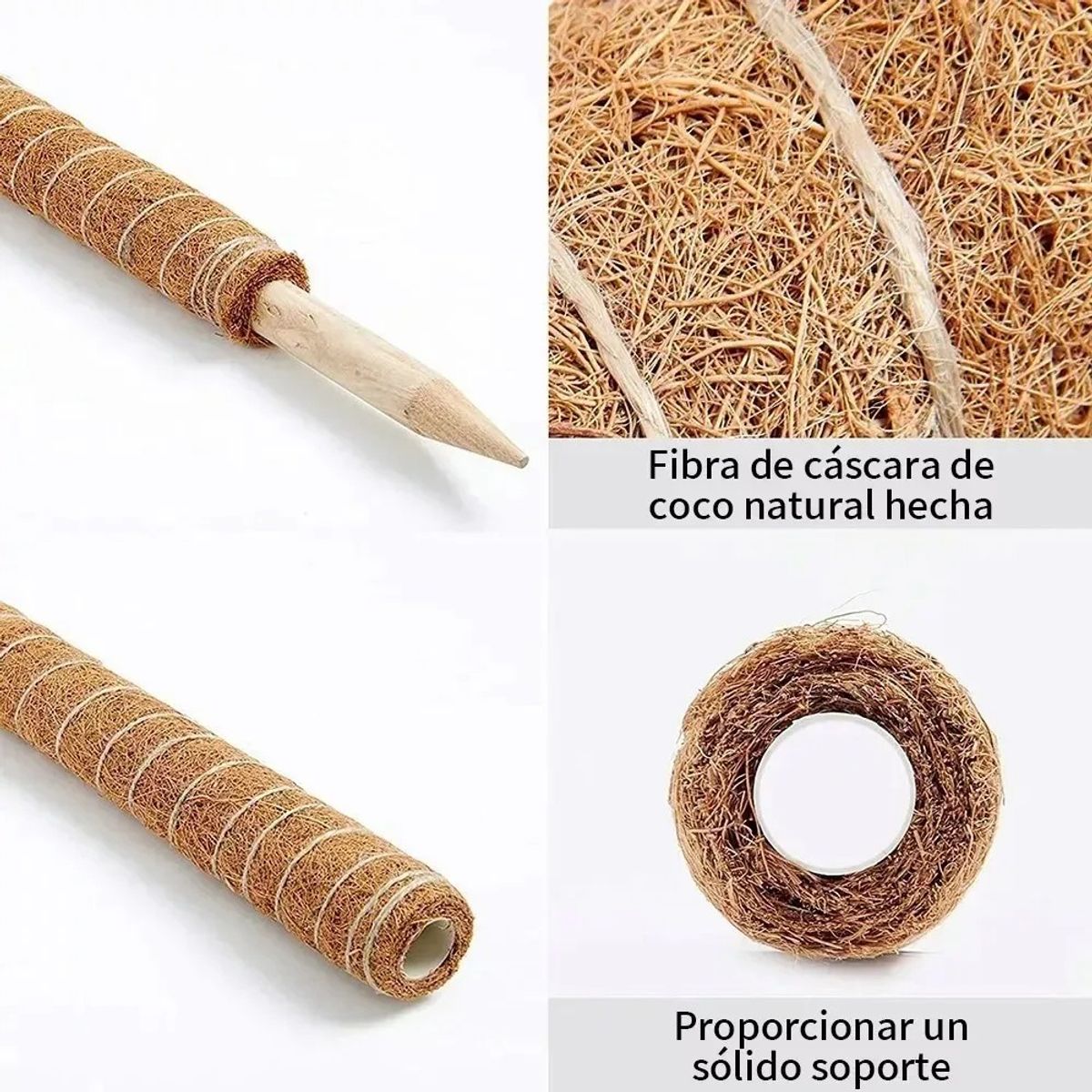 RIOVEO - Tutor De Musgo De Coco Soporte Para Plantas 4 Piezas 30cm