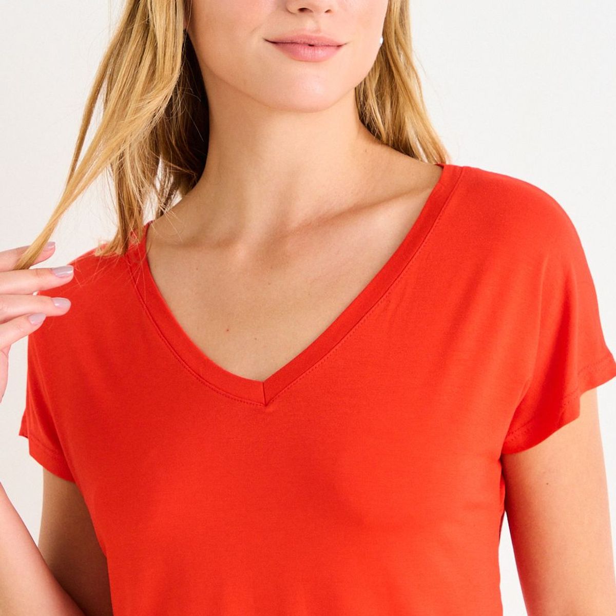 ASH - Polera Manga Corta Lisa Mujer Roja Ash