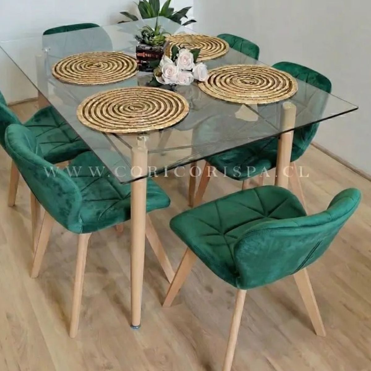 CORI CORI - Mesa Crox 140x80cms + 6 Sillas Mariposa Velvet