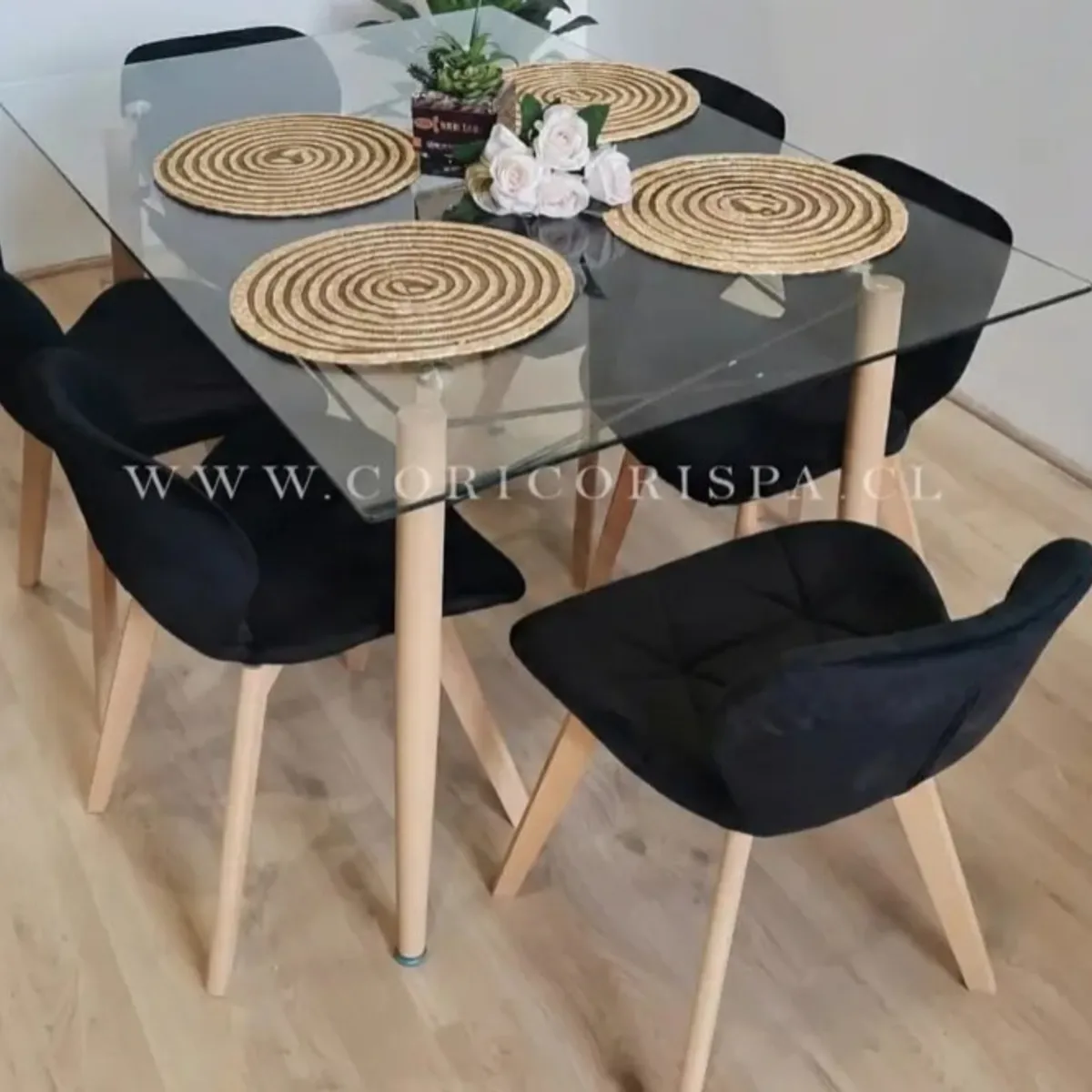 CORI CORI - Mesa Crox 140x80cms + 6 Sillas Mariposa Velvet
