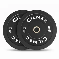 GENERICO - Par Discos Olimpicos Bumper 5kg 2 Unidades Crossfit Negro