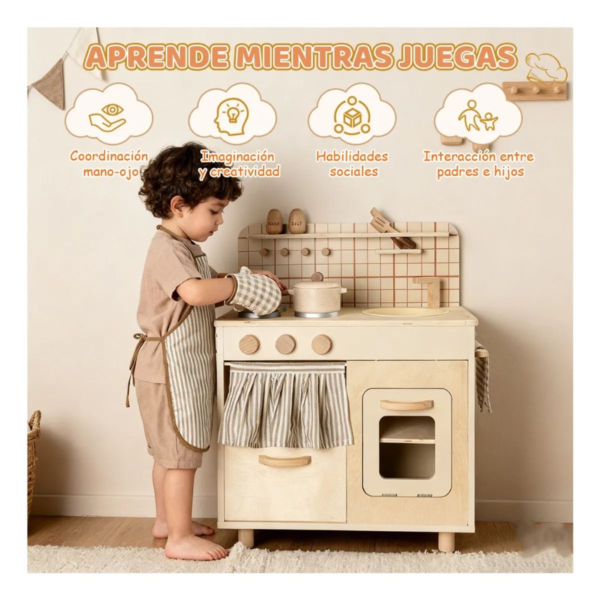 REMIFA - Cocina De Madera Infantil Estilo Rústico Juguete Para Niños