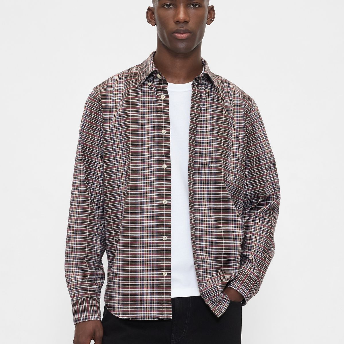GAP - Camisa Hombre Gap Manga Larga Oxford Café