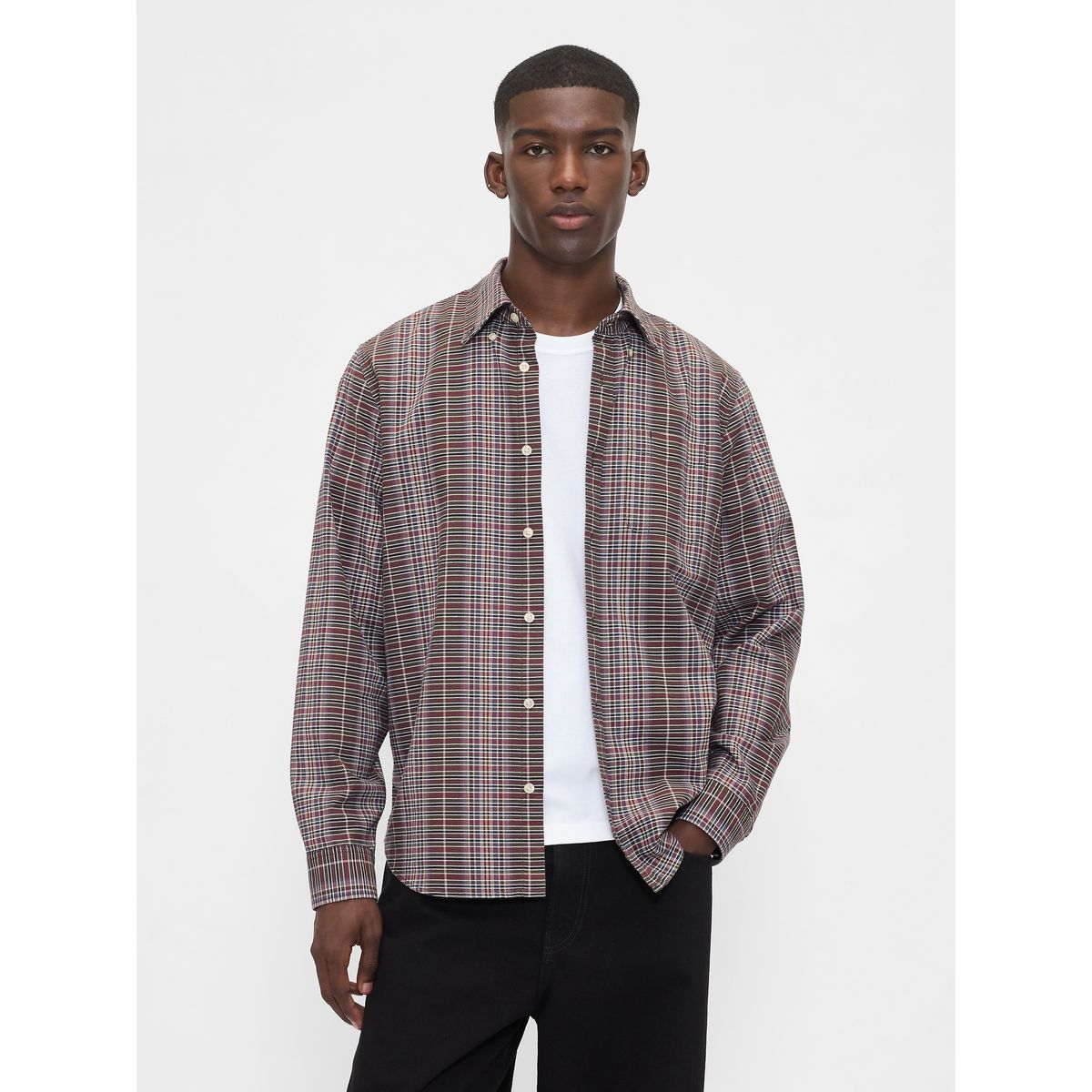 GAP - Camisa Hombre Gap Manga Larga Oxford Café