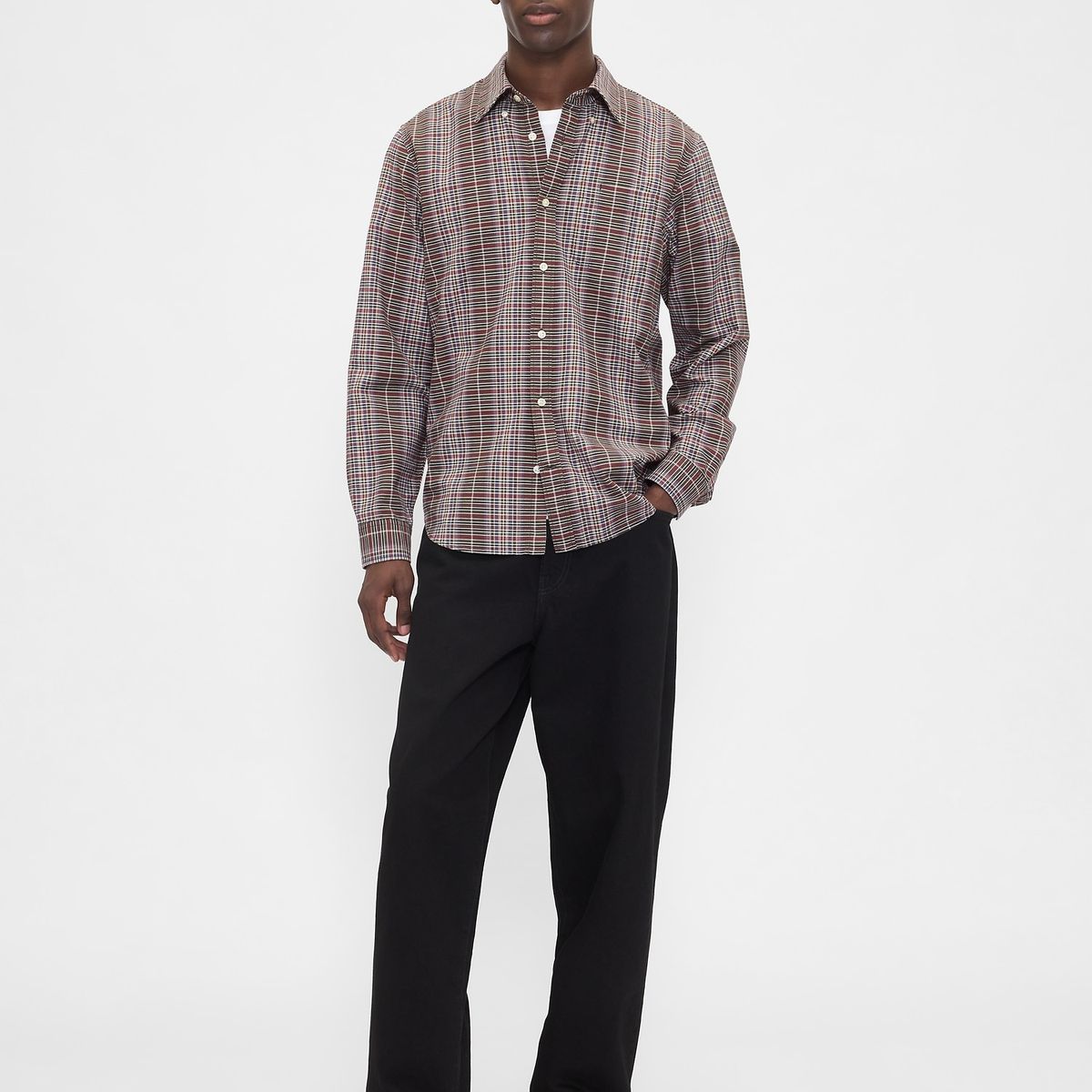 GAP - Camisa Hombre Gap Manga Larga Oxford Café