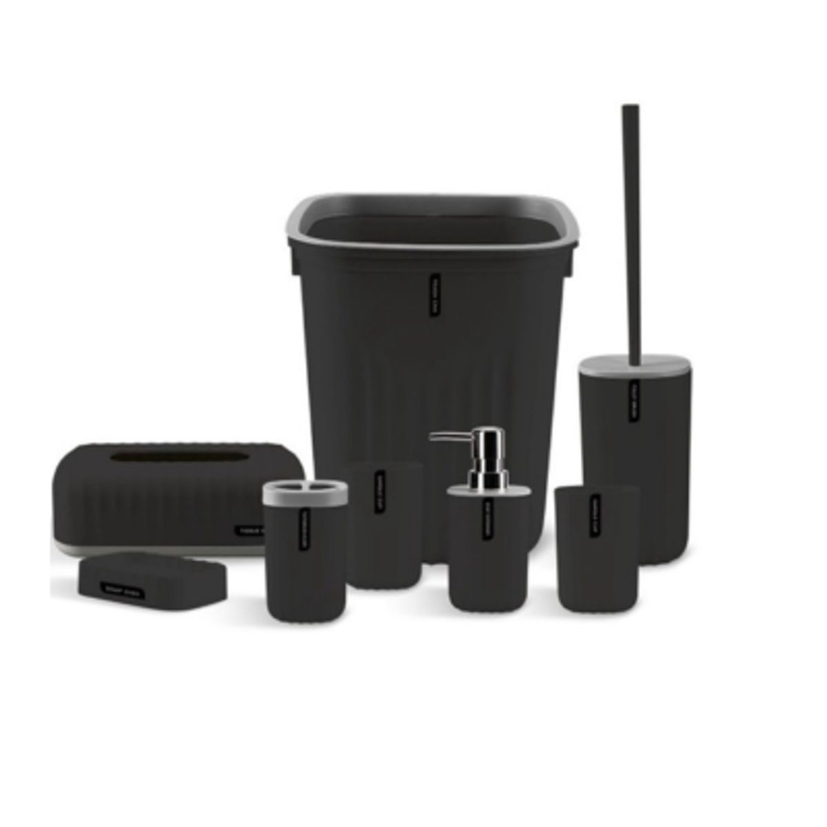 GENERICO - Set Juego De Baño 8 Piezas Accesorios Elegante para Decorar el baño Negro