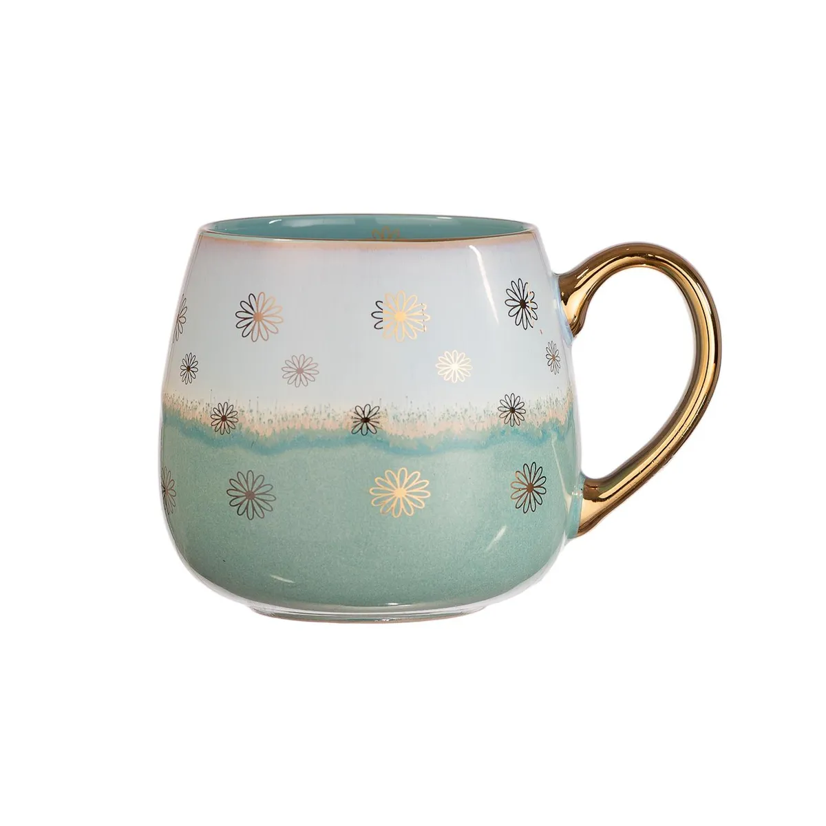 ADAGIO TEAS - Taza Cerámica Turquesa Daisies 425 ml