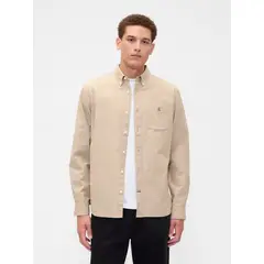 GAP - Camisa Hombre Manga Larga Oxford Beige