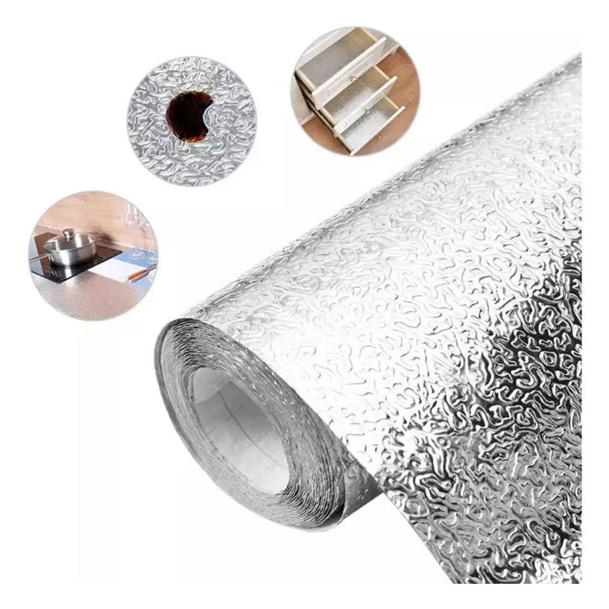 GENERICO - Papel Aluminio Autoadhesivo Cocina Pared Muro 3mts Plateado