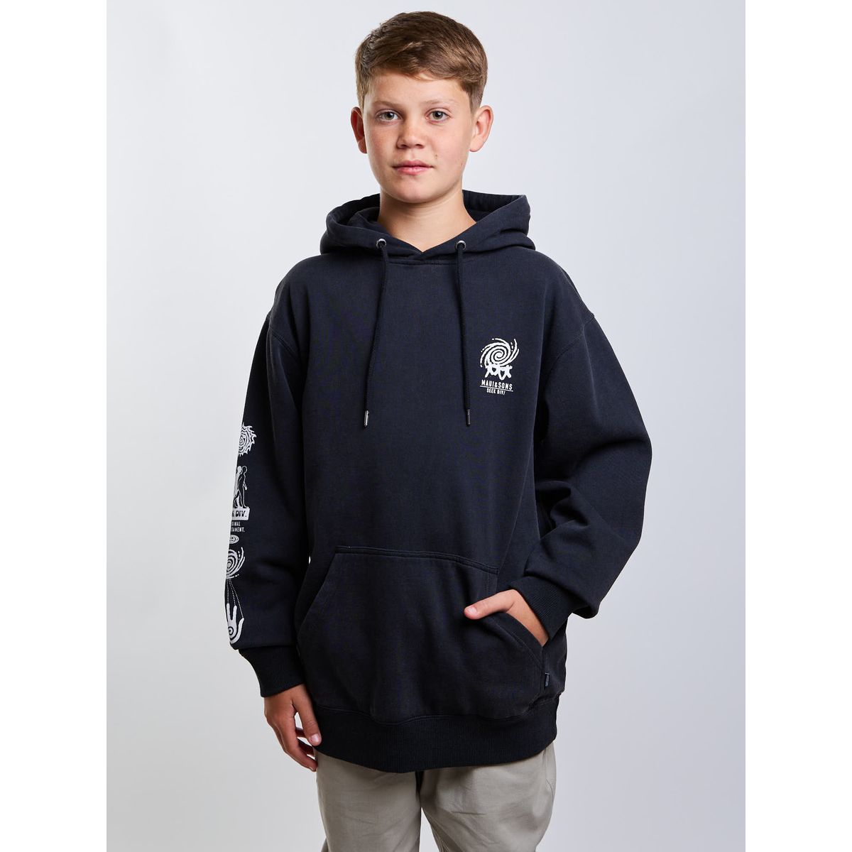 MAUI AND SONS - Poleron Canguro Dune Negro Infantil Maui And Sons