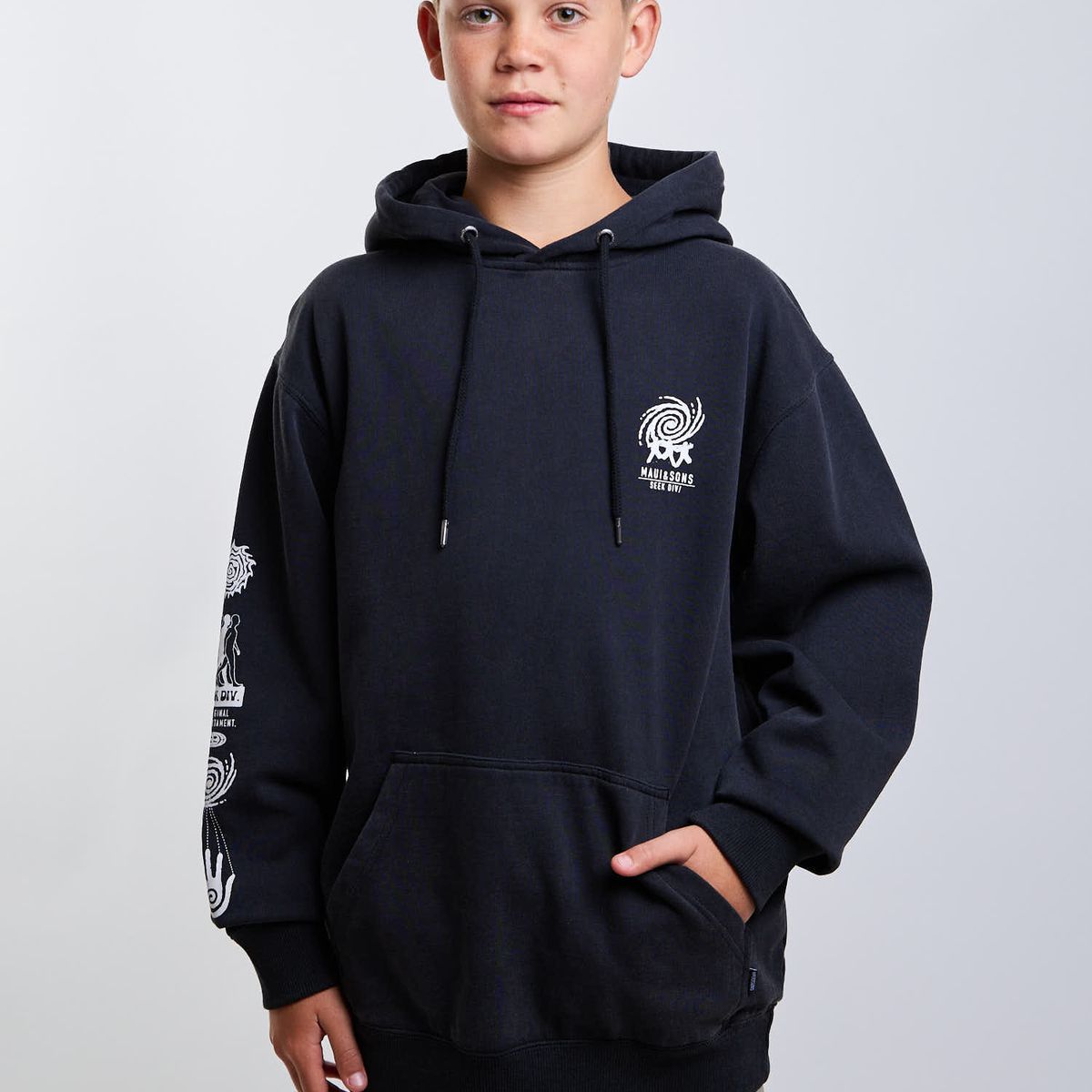 MAUI AND SONS - Poleron Canguro Dune Negro Infantil Maui And Sons