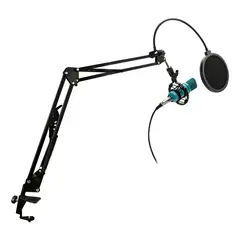 PHILCO - Micrófono de Estudio USB Condensador Azul para Streaming Grabación y Gamer