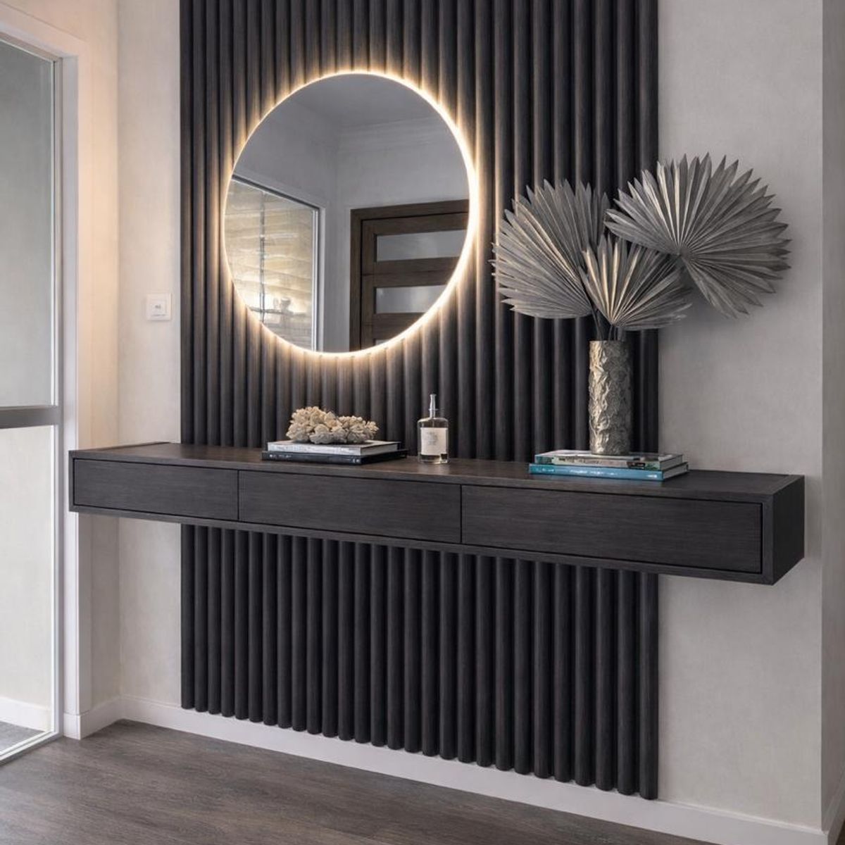 BYB - WALL PANEL CURVO PVC 10 PZS 3D 16x250 cm GRIS OSCURO