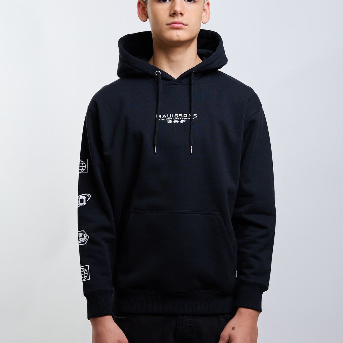 MAUI AND SONS - Poleron Canguro Summit Negro Infantil Maui And Sons