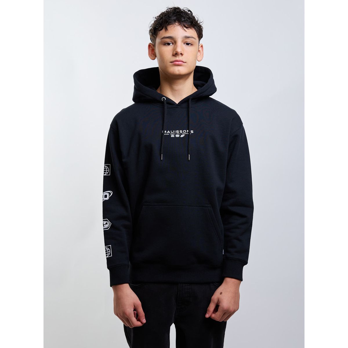 MAUI AND SONS - Poleron Canguro Summit Negro Infantil Maui And Sons