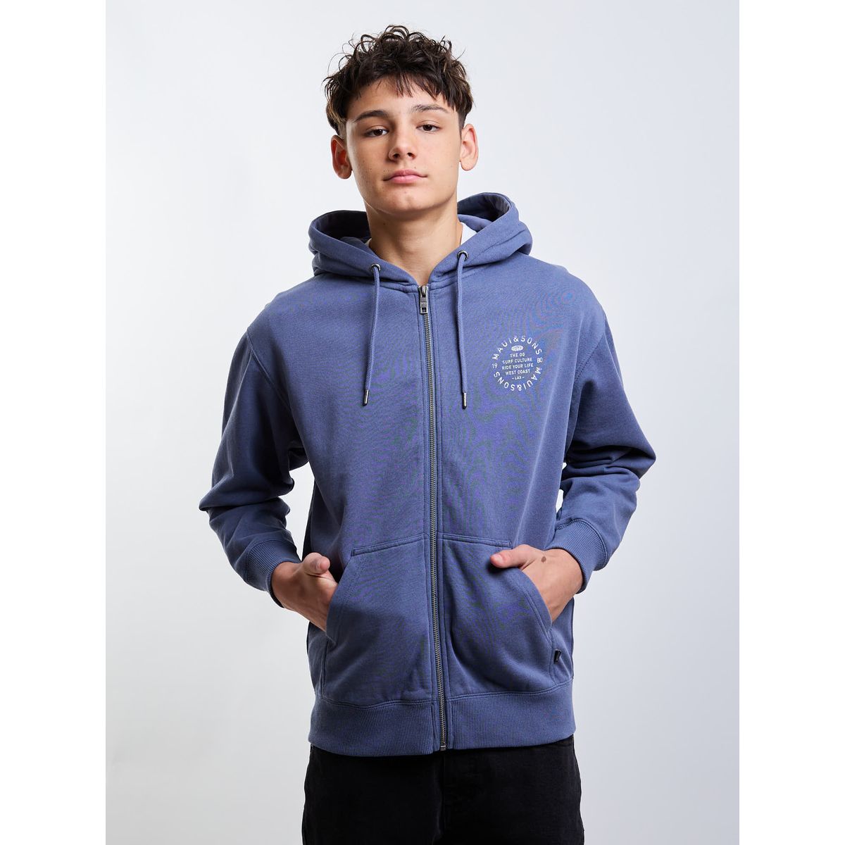 MAUI AND SONS - Poleron FZ Coast Azul Infantil Maui And Sons