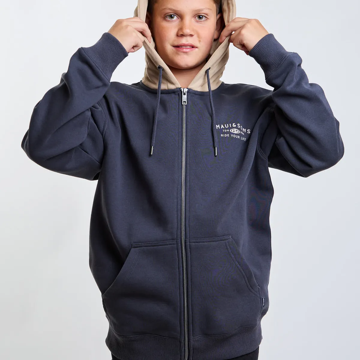 MAUI AND SONS - Poleron FZ Flux Gris Infantil Maui And Sons