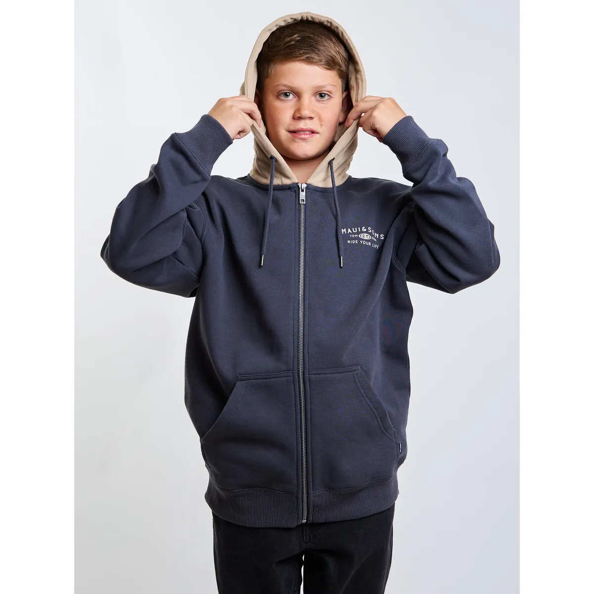 MAUI AND SONS - Poleron FZ Flux Gris Infantil Maui And Sons