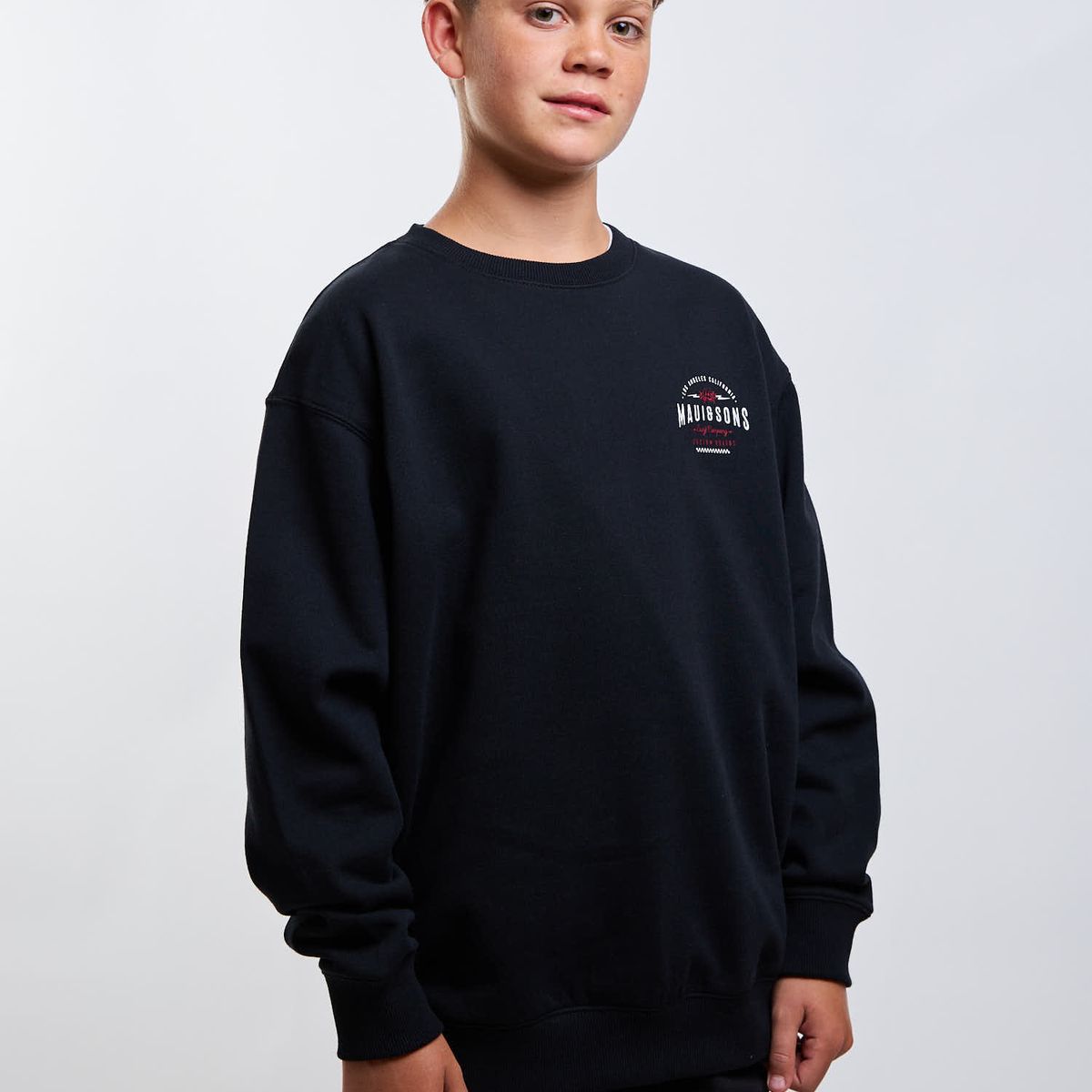 MAUI AND SONS - Poleron CR Crew Surf Negro Infantil Maui And Sons