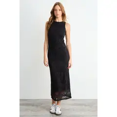 IO - Vestido Liso Largo Mujer Negro