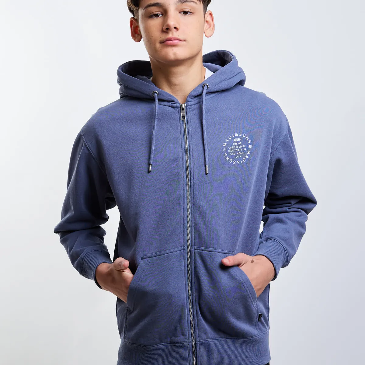 MAUI AND SONS - Poleron FZ Coast Azul Infantil Maui And Sons