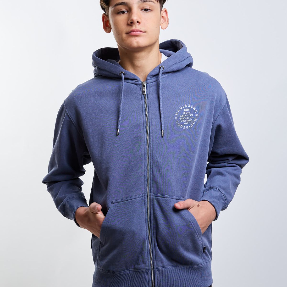 MAUI AND SONS - Poleron FZ Coast Azul Infantil Maui And Sons
