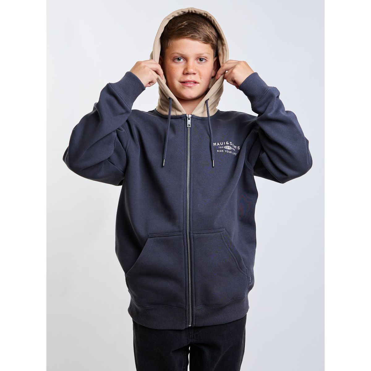 MAUI AND SONS - Poleron FZ Flux Gris Infantil Maui And Sons
