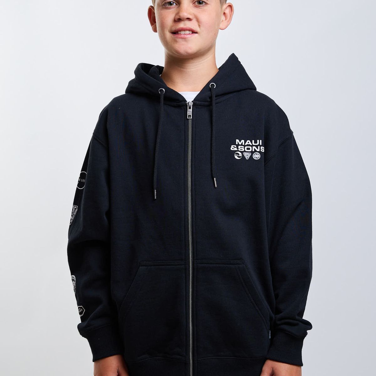 MAUI AND SONS - Poleron FZ Oasis Negro Infantil Maui And Sons