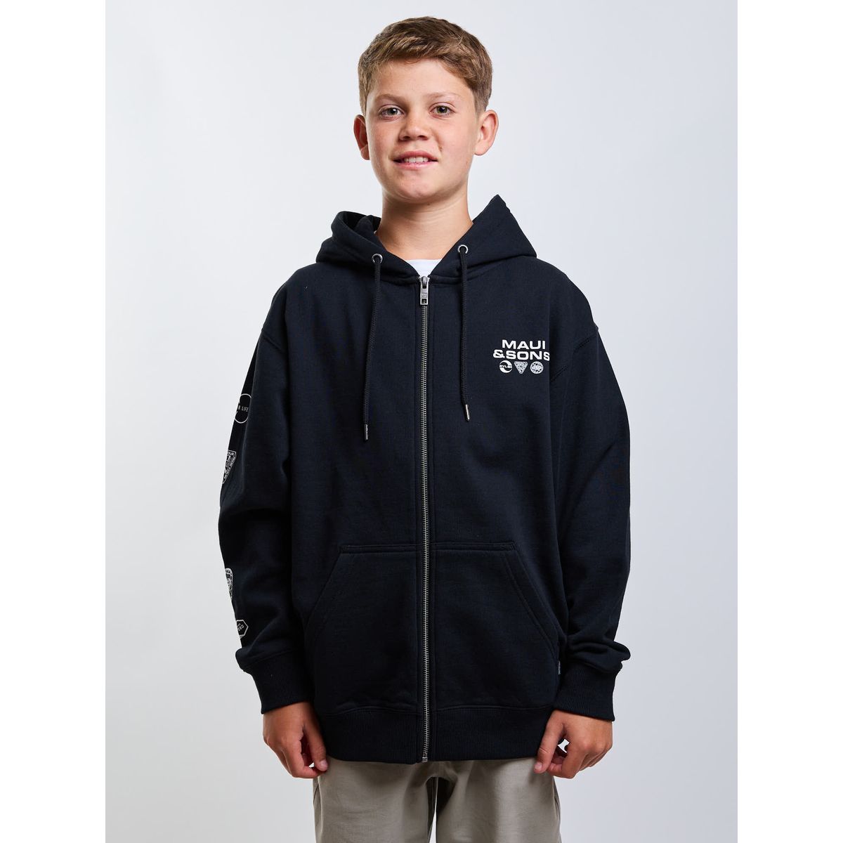 MAUI AND SONS - Poleron FZ Oasis Negro Infantil Maui And Sons