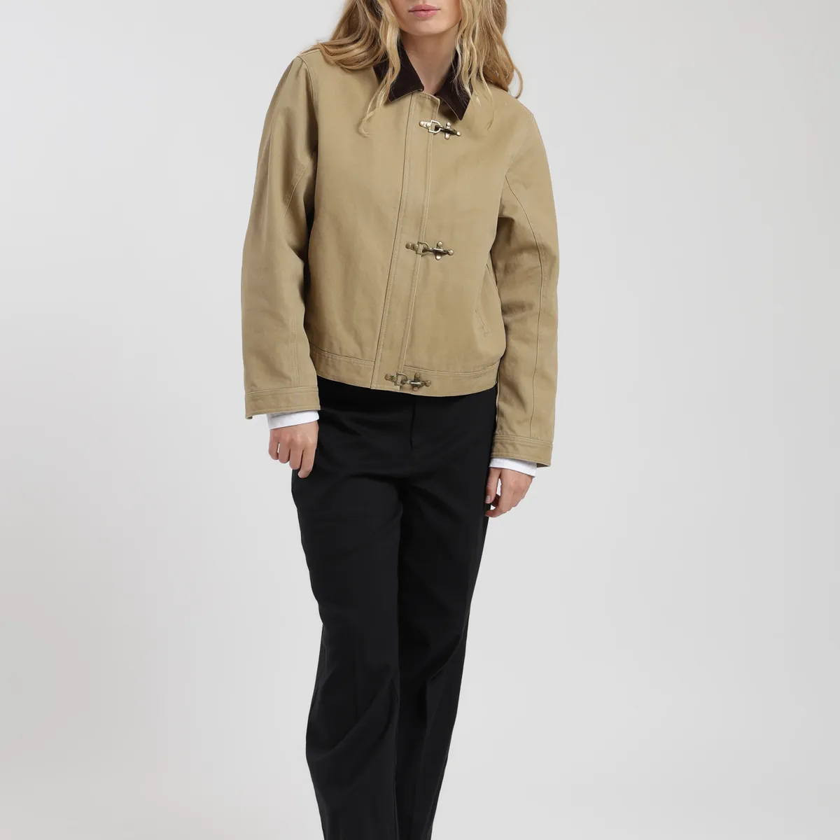 FROENS - Chaqueta mujer Barn beige canvas Froens
