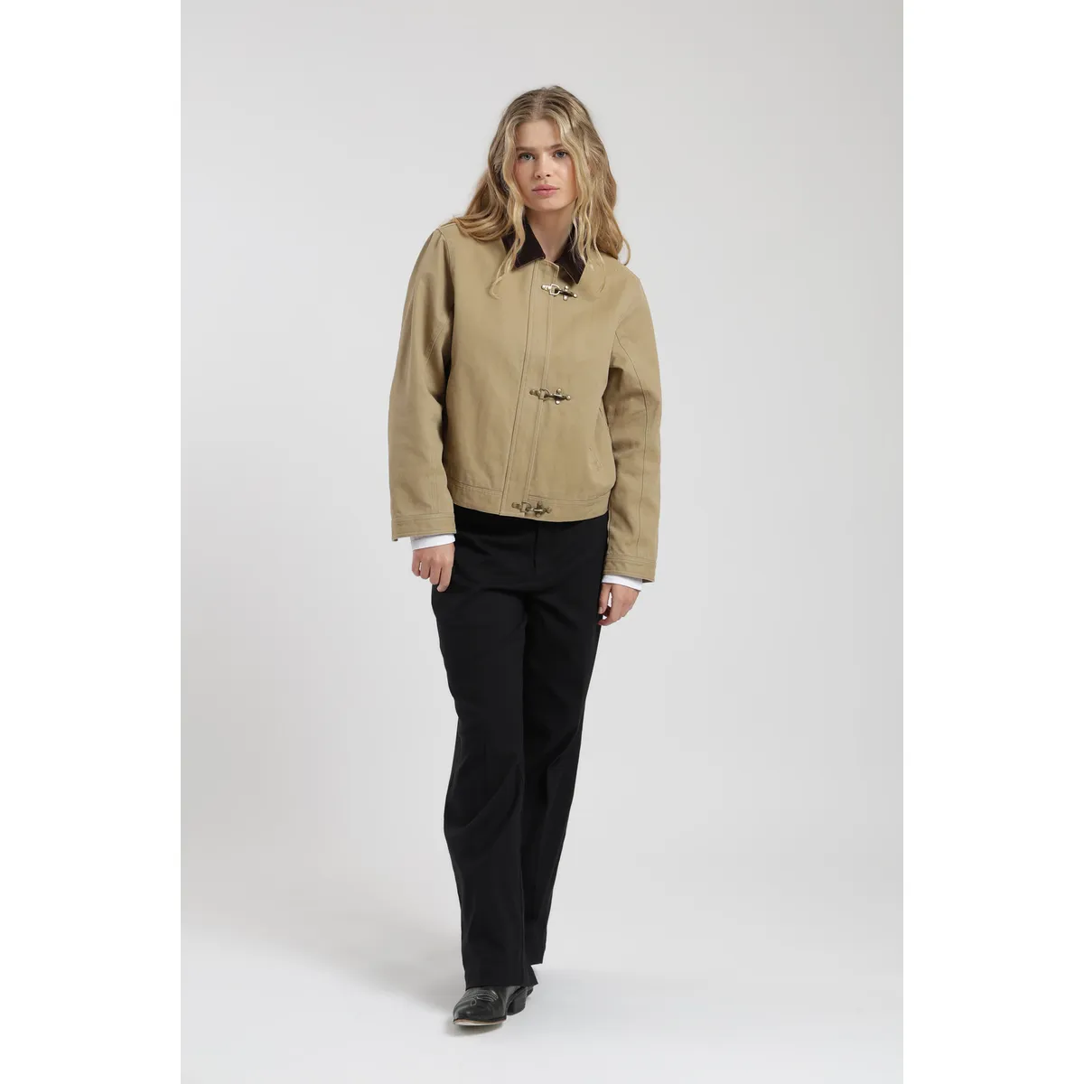 FROENS - Chaqueta mujer Barn beige canvas Froens