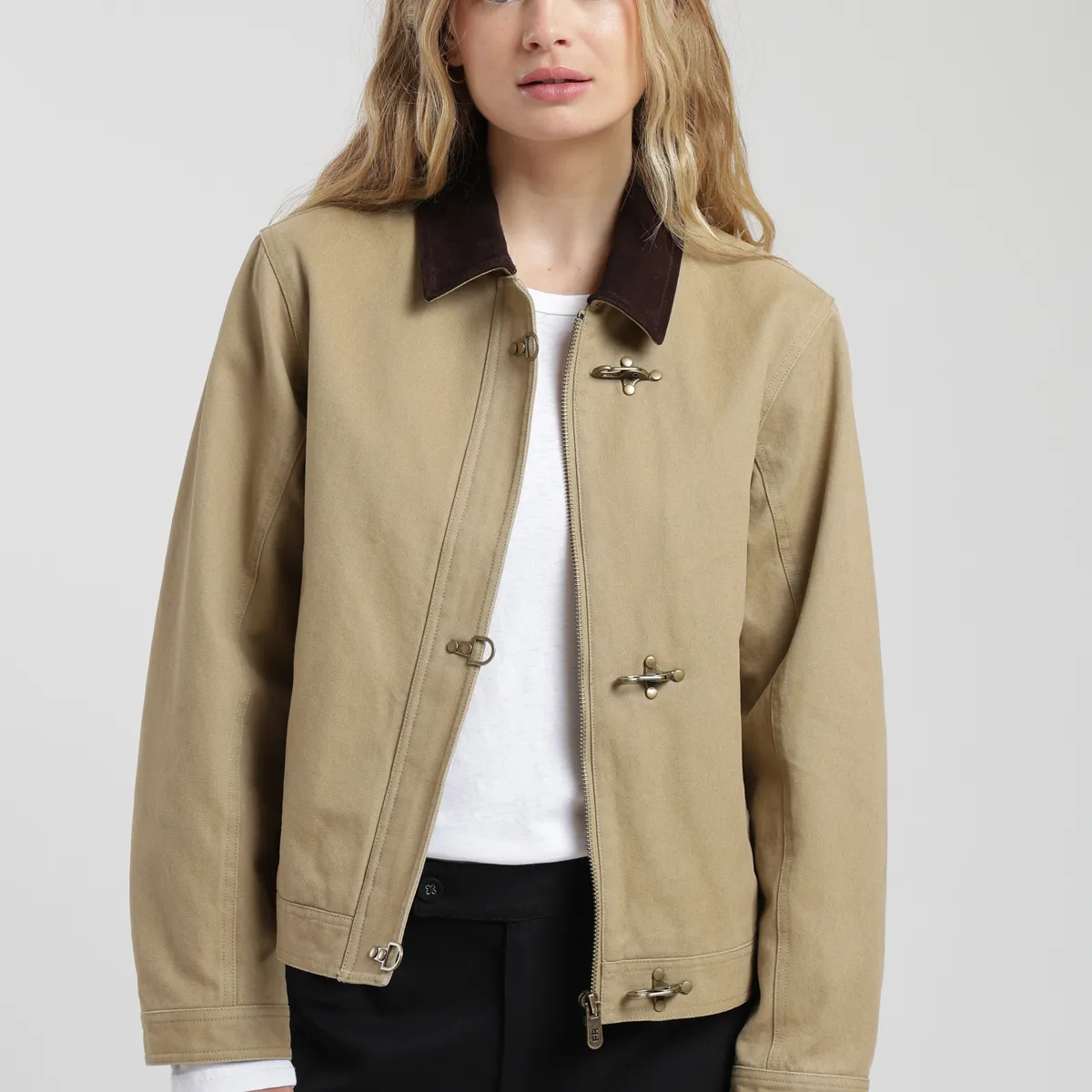 FROENS - Chaqueta mujer Barn beige canvas Froens