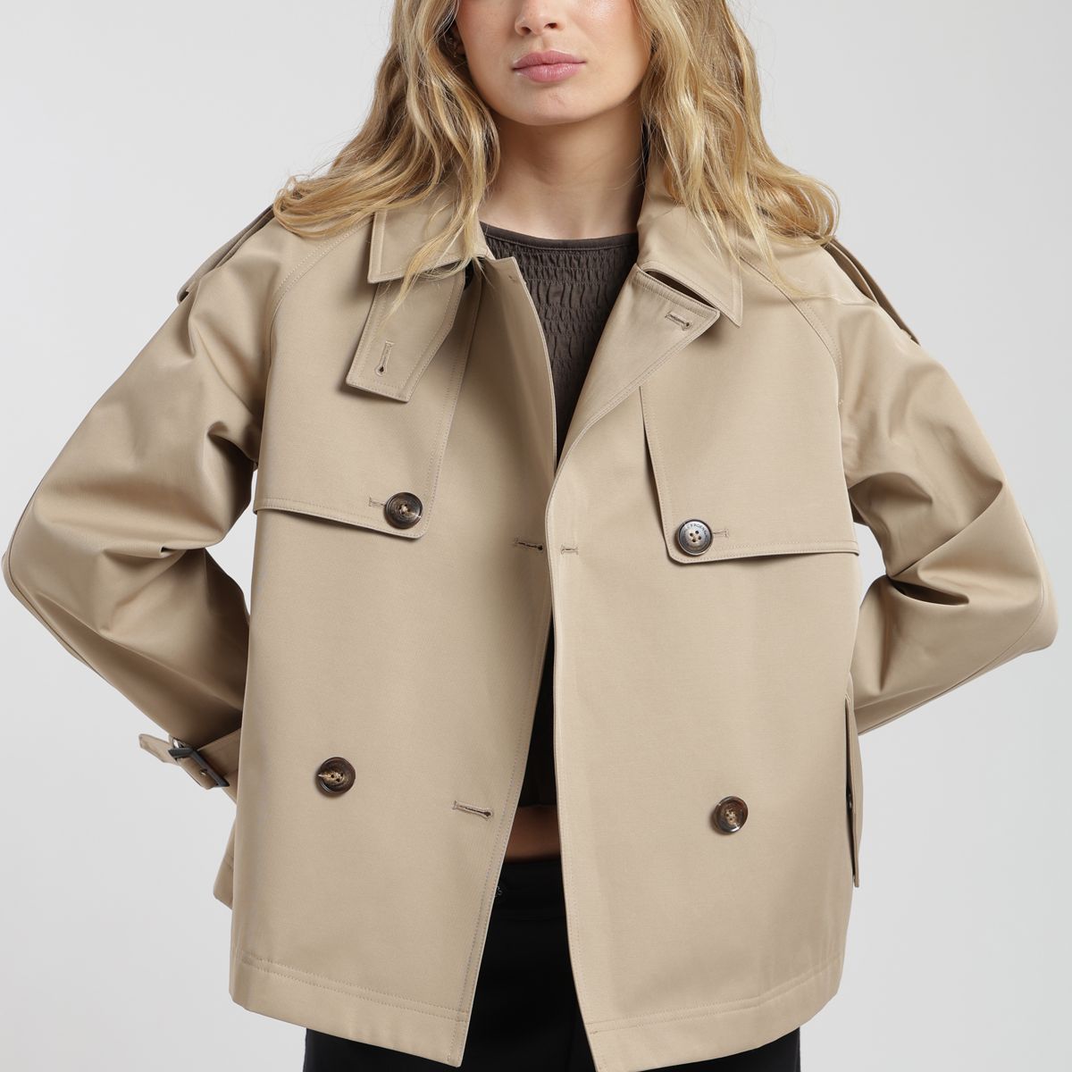 FROENS - Chaqueta mujer Trench beige twill Froens