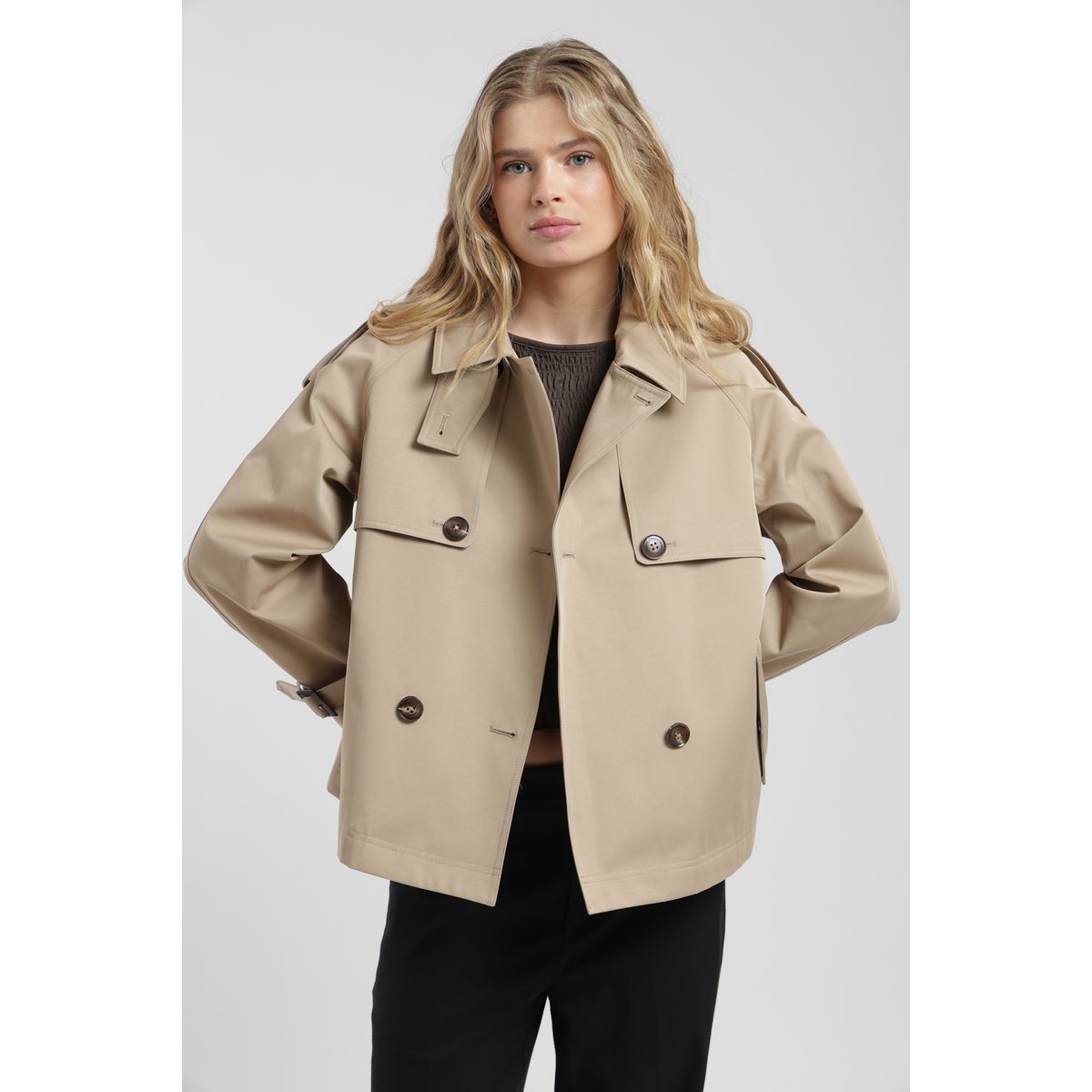 FROENS - Chaqueta mujer Trench beige twill Froens