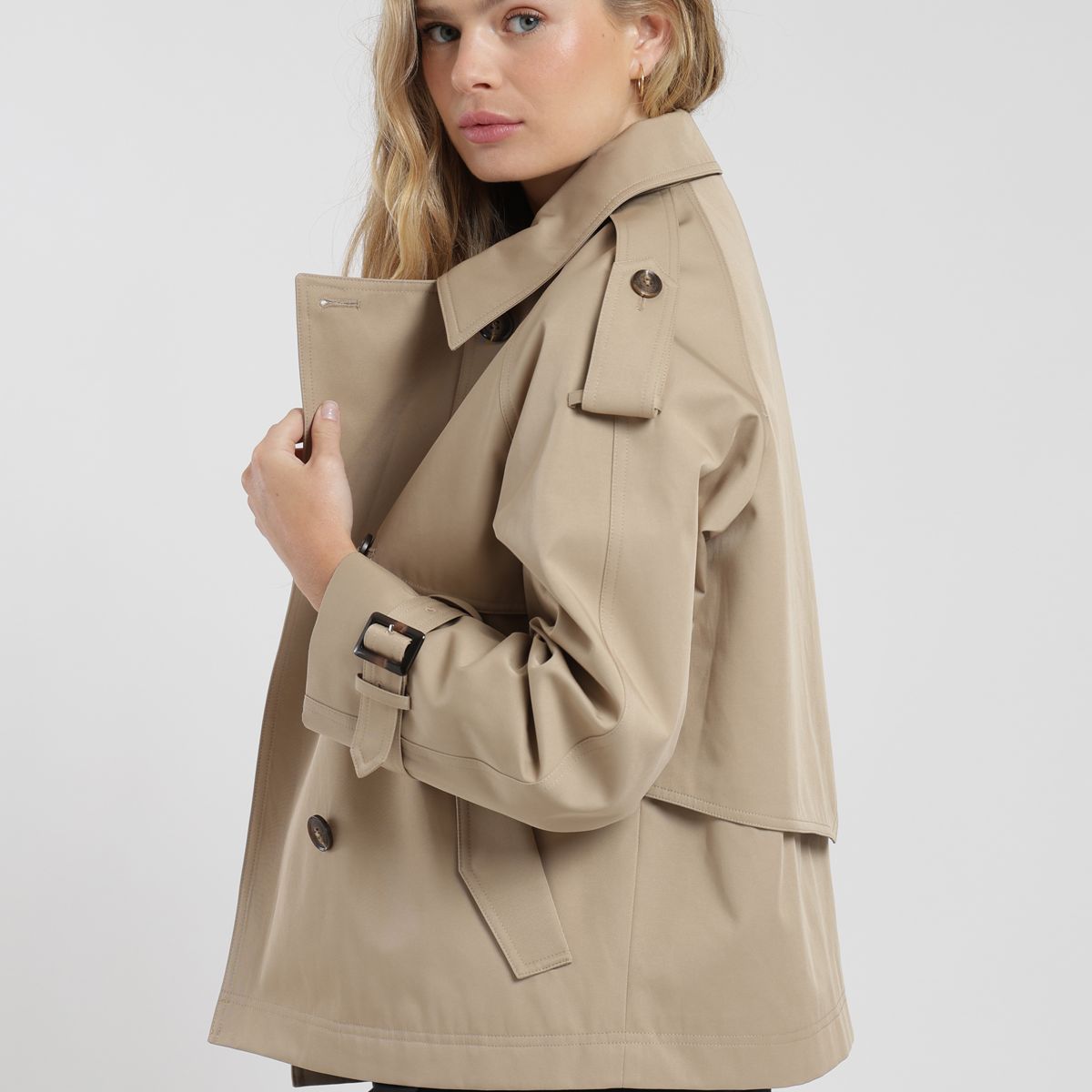 FROENS - Chaqueta mujer Trench beige twill Froens