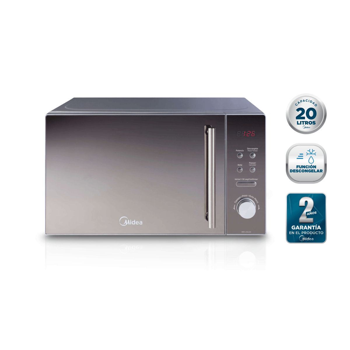 MIDEA - Microondas Digital 20 litros Mirror Midea MMP-20GC3D