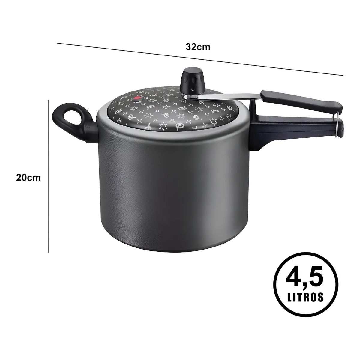  - Olla A Presion Panelux 4.5 Litros Antiadherente Grafito Negro