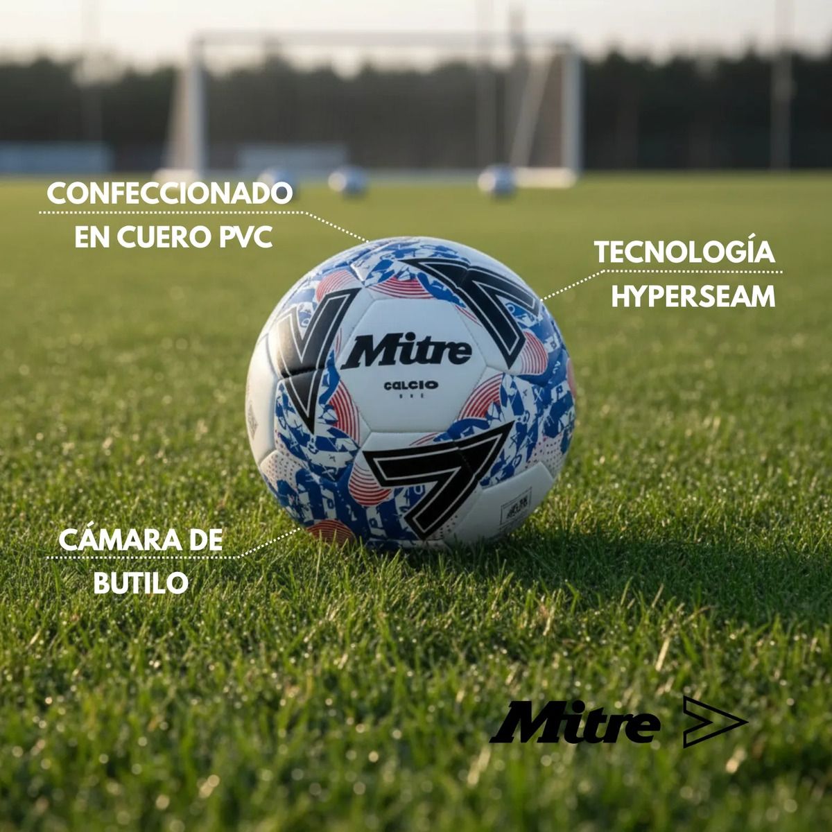 MITRE - Balon Futbol Pelota Futbol Mitre Calcio T5 Campo Pasto