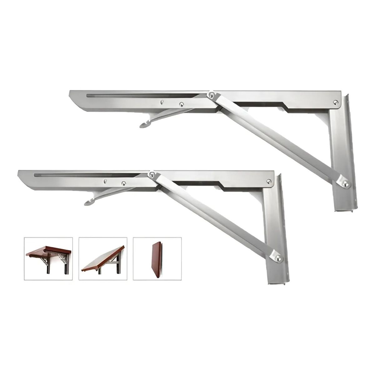 GENERICO - Bisagras Escuadra Soporte Estante Repisa Plegable 35cm 1par