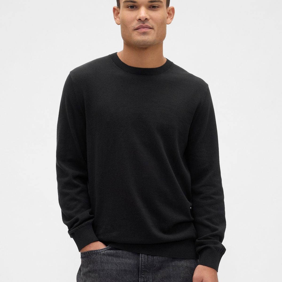 GAP - Sweater Gap Hombre Crew Algodón Negro