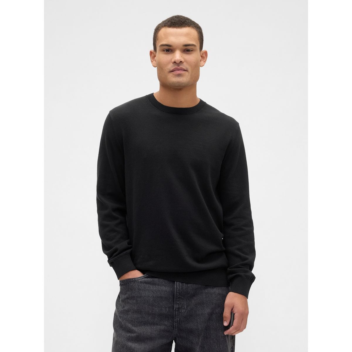 GAP - Sweater Gap Hombre Crew Algodón Negro