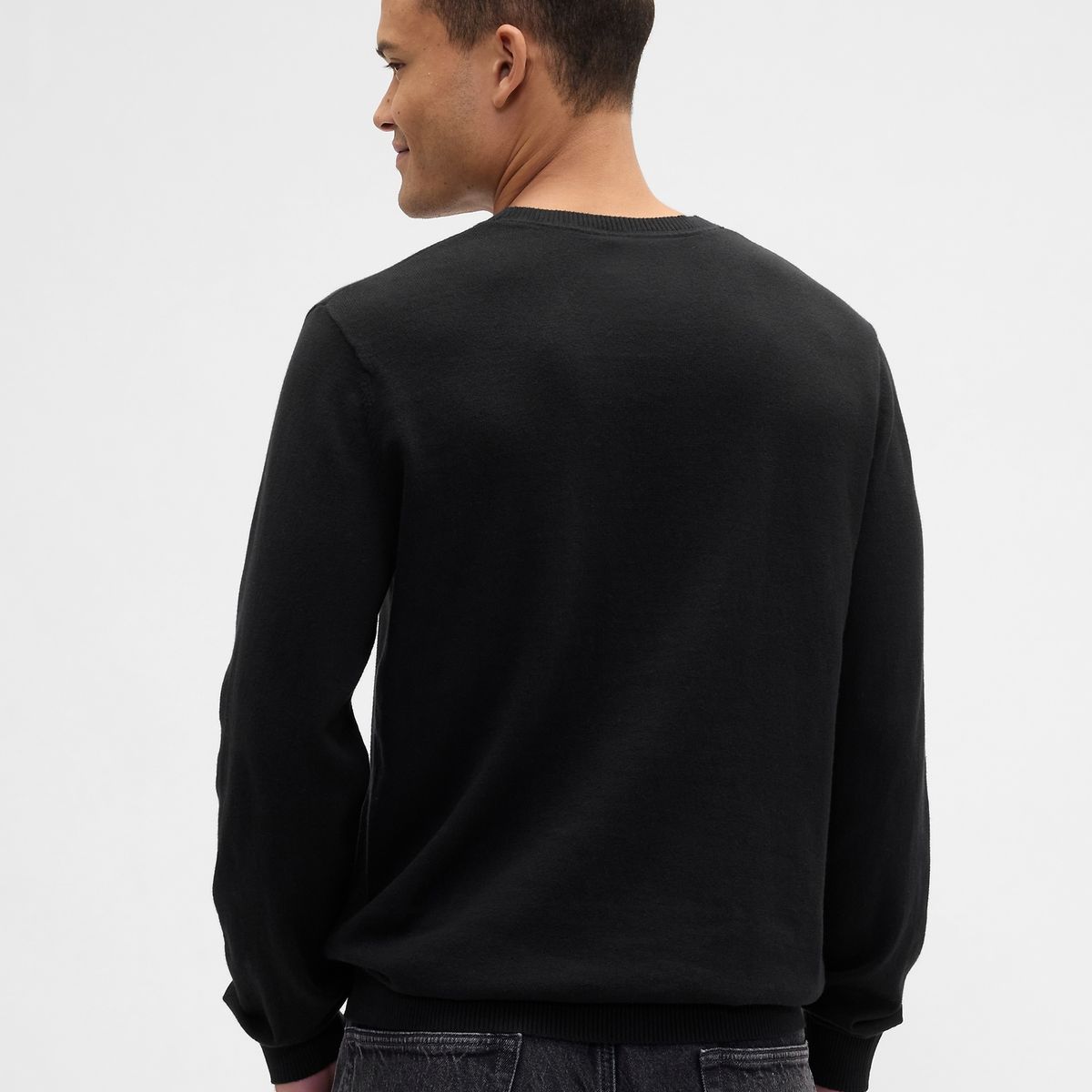 GAP - Sweater Gap Hombre Crew Algodón Negro