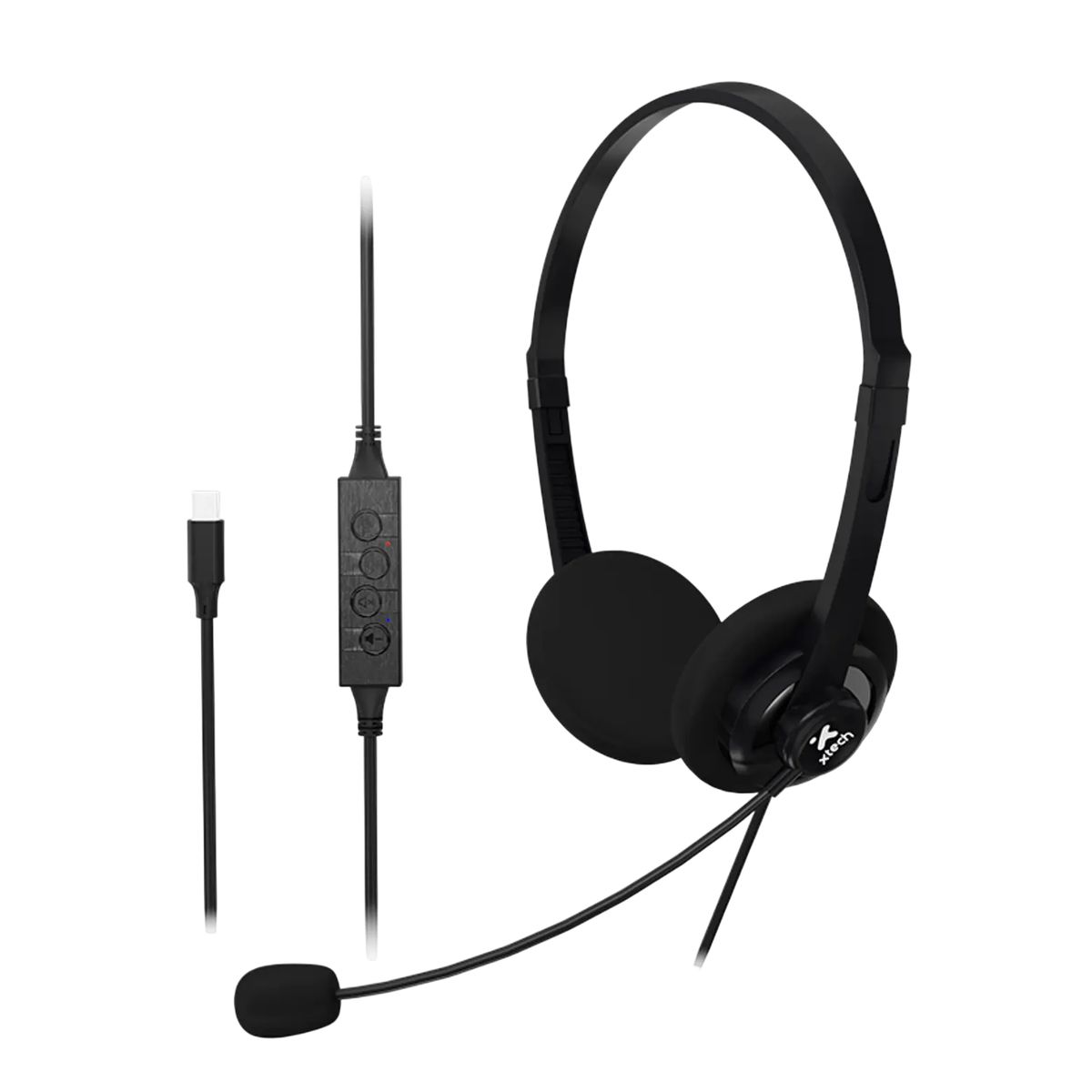 XTECH - Xtech XTH-245 Audífonos USB-C para Conferencias, Micrófono Omnidireccional, ENC, Control en Cable, Estéreo