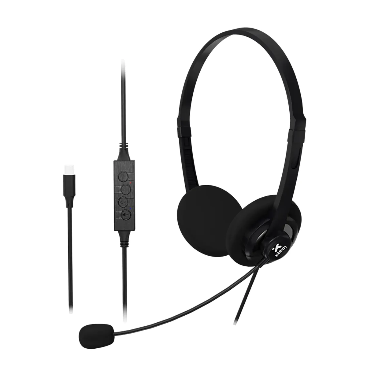 XTECH - Xtech XTH-245 Audífonos USB-C para Conferencias, Micrófono Omnidireccional, ENC, Control en Cable, Estéreo