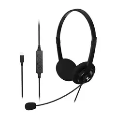 XTECH - XTH-245 Audífonos de Diadema para Conferencia, USB-C, ENC, Micrófono, Control, Negro