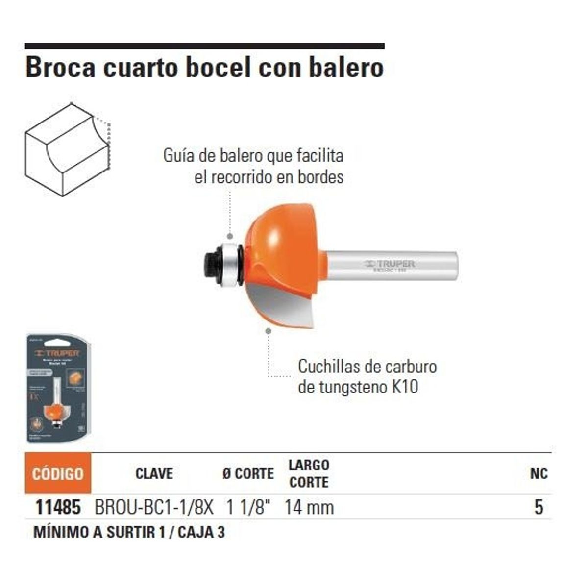 TRUPER - FRESA 11485 CUARTO BOCEL 1 18X916 TRUPER