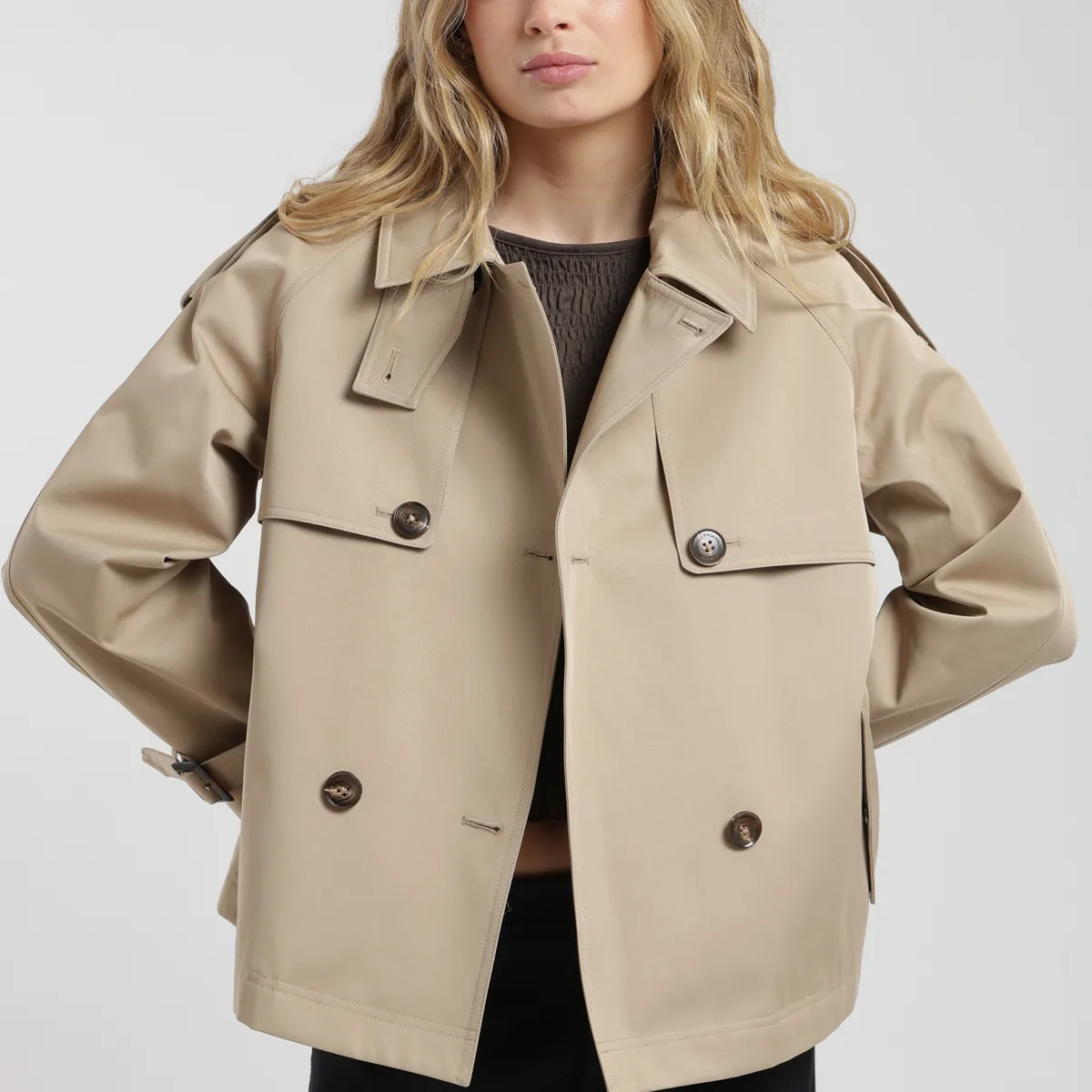 FROENS - Chaqueta mujer Trench beige twill Froens