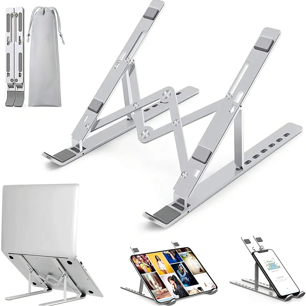 GENERICO - Soporte Para Computadora Base Metálica Porta Notebook Mac Color Gris