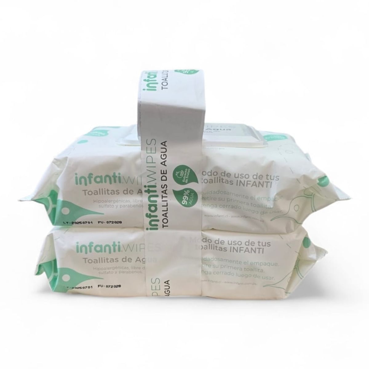 INFANTI - Pack Toallitas Húmedas de Agua INFANTI Wipes 2 x 80 Un.